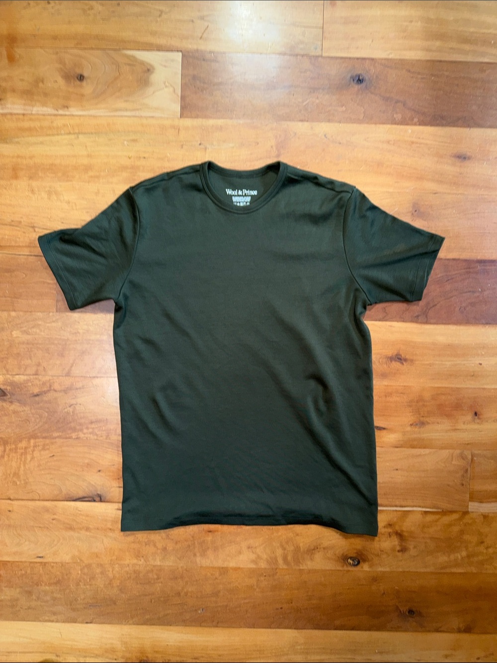 Wool & Prince Merino Wool Interlock Crew Neck Tee - Forest Night - Large
